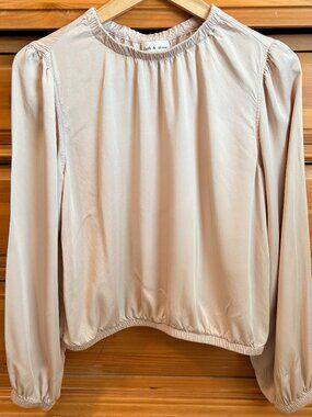 Anthropologie Cloth & Stone Bronze Satin Banded Blouse Top Medium M